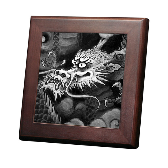 雲龍院、水墨の龍の木枠付きフォトタイル（S-サイズ）（日本の名画