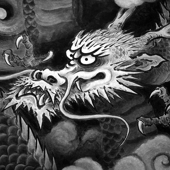 雲龍院、水墨の龍の木枠付きフォトタイル（S-サイズ）（日本の名画シリーズ） 2枚目の画像