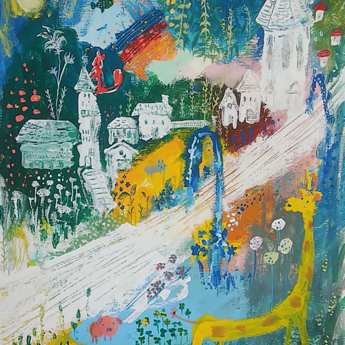 油絵 油彩 油彩画 絵 絵画【クリスマスイブの町】 絵画 HR