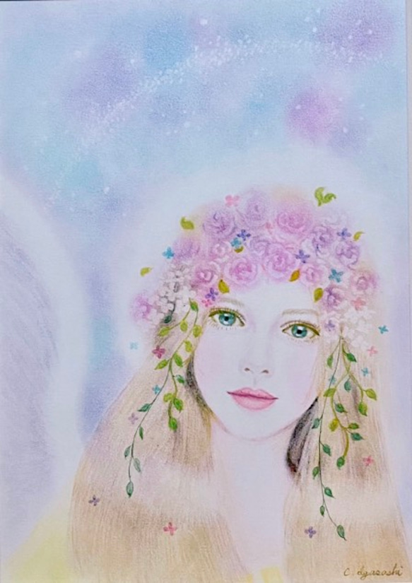 【在庫限り】 癒しの絵 水彩画 エンジェル 絵画