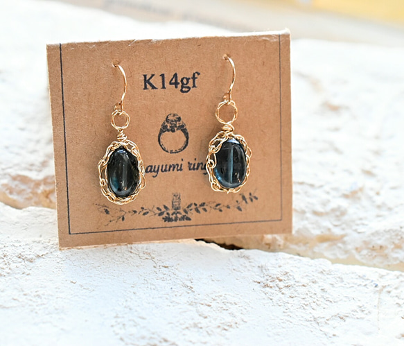 [K14gf]藍晶石+代碼編織裝飾品*金耳環充滿 第3張的照片
