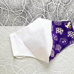 粋を纏う和風マスク　紫猫　男女兼用あごまですっぽりサイズ　マスク2020 2枚目の画像