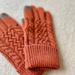 極暖♡総裏フリースだから指先まであったか！！メリノウール手袋レディース ケーブル編み KMC-111 201667 6枚目の画像
