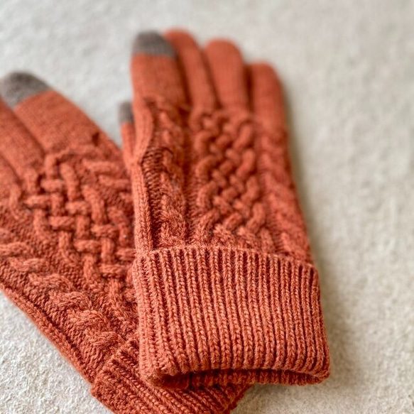 極暖♡総裏フリースだから指先まであったか！！メリノウール手袋レディース ケーブル編み KMC-111 201667 6枚目の画像