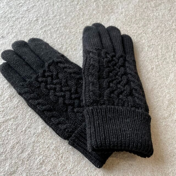 極暖♡総裏フリースだから指先まであったか！！メリノウール手袋レディース ケーブル編み KMC-111 201667 9枚目の画像