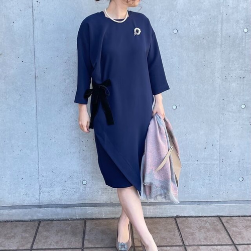 新品 自由区 洗える フォーマルワンピース 50大きいサイズ 紺 七五三