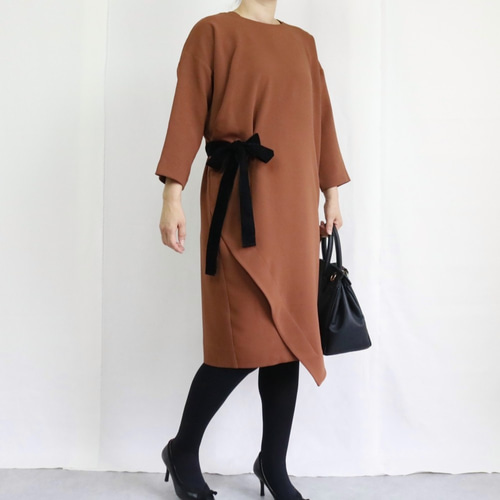 keep my closet 【TALL ロング丈】冷感生地着痩せワンピース 黒 keep my closet 【TALL 湧き出る ロング丈】冷感生地着痩せ