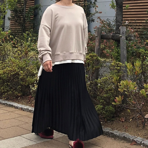 小柄さんM□洗ってもプリーツそのまま ロング丈プリーツフレアスカート