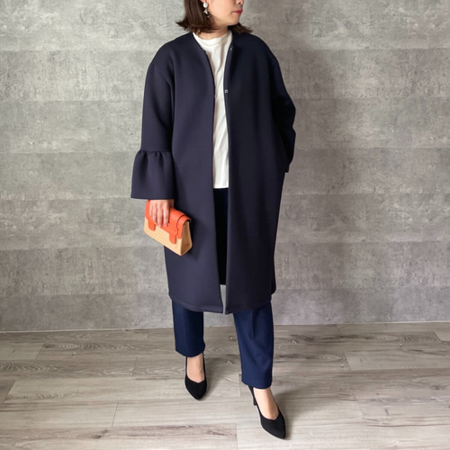 大人気❤️おしゃれボタン付きゆったりオーバーサイズコート冬用袖可愛い ラスト①【洗える】軽くて暖かい♡普段着～フォーマルまで活躍♡お袖