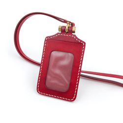 義大利手工植鞣牛皮-直式黃銅螺絲證件套-紅色 Red 第2張的照片