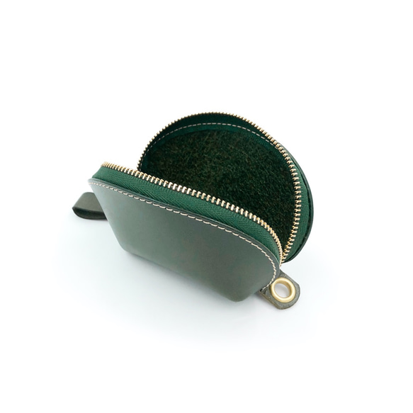 義大利手工植鞣牛皮-貝殼零錢包-綠色 Green 第4張的照片