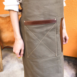 義大利手工植鞣牛皮-工作帆布皮革圍裙 第7張的照片