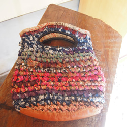インド綿使用　カラフルさき編みBAG 4枚目の画像