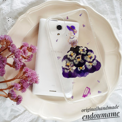 スマホケース　スマホカバー　全機種　iPhone　Android　ドレス　押し花　ドライフラワー　ビオラ 4枚目の画像