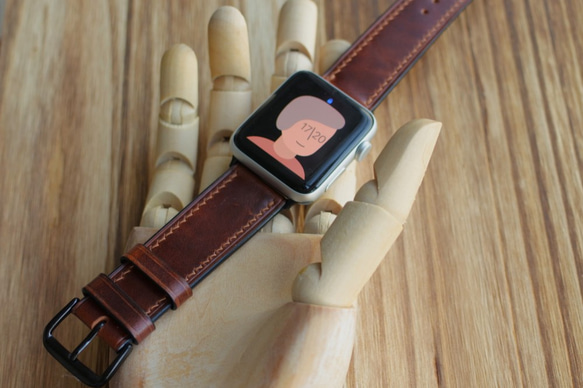 チョコレート色　AppleWatchシリーズ12 3 4 5 6 バンド 牛革クロム鞣し 1枚目の画像