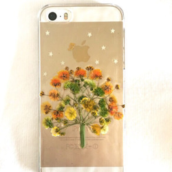 《再販×6》iPhoneケース  かすみ草の木と光る星 Ver.1 1枚目の画像