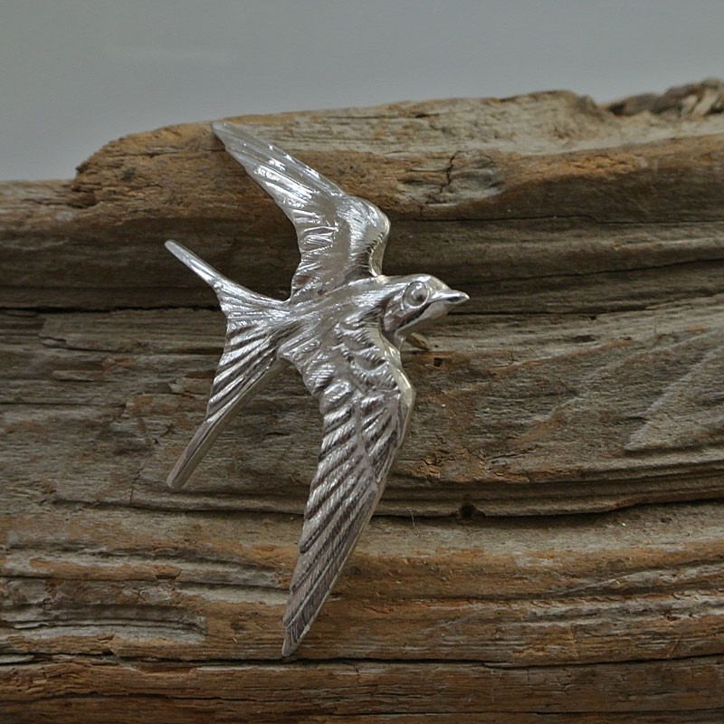 ツバメ飛翔ピン右向き/Silver925