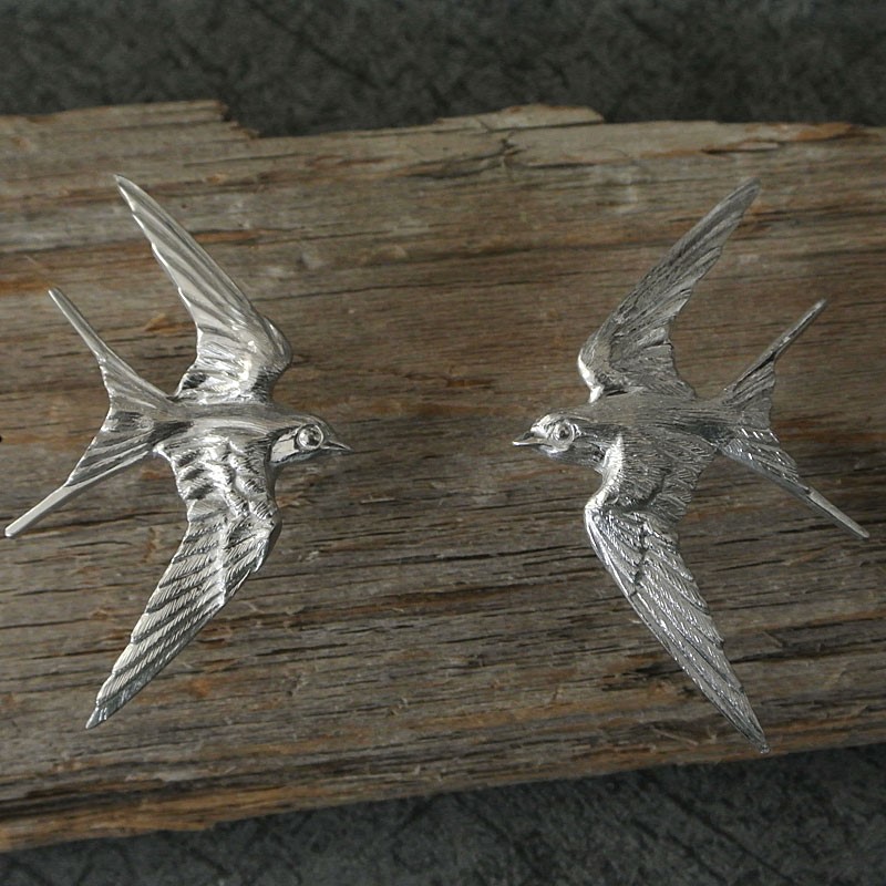 ツバメ飛翔ピン右向き/Silver925