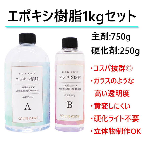 G-3☆エポキシ樹脂 エポキシレジン 二液性レジン 1kg レジン・樹脂 yu