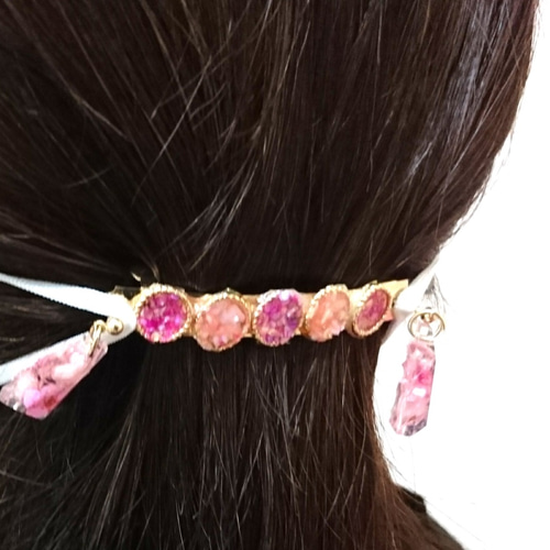 鉱石風お花のバレッタ大(10cm) 鉱石風お花のバレッタ大(10cm)