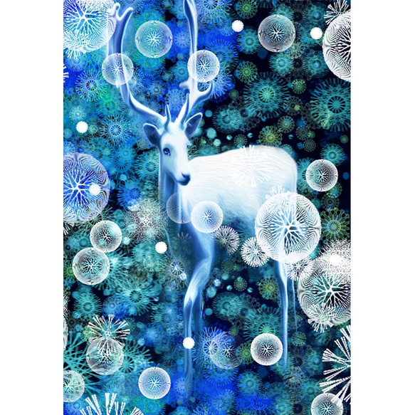 白い鹿【A4サイズ】 絵画 lunariko 通販 11278098｜Creema(クリーマ