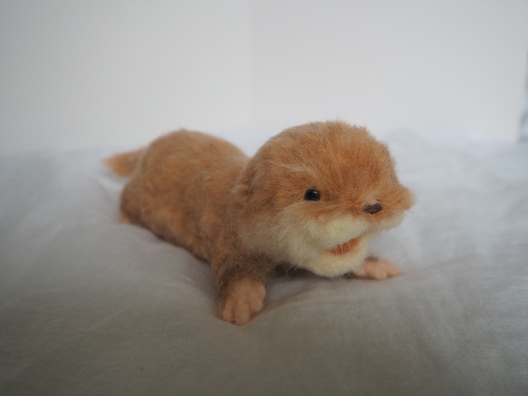 【sold out】newborn カワウソの赤ちゃん（踏んばり）＊＊羊毛フェルト 3枚目の画像