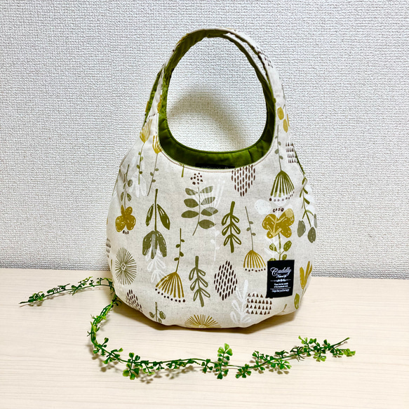 ☆kororin bag ☆ころりんバッグ☆ボタニカル柄綿麻キャンバス 