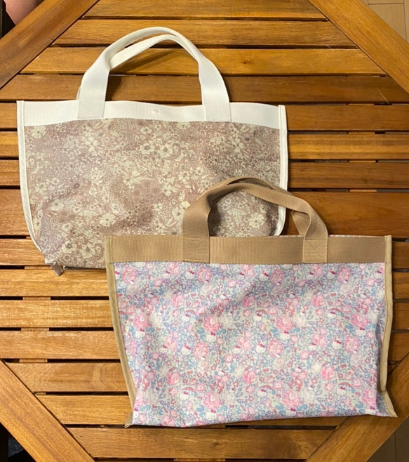 再販×5 リバティ生地使用 ラミネート プールバッグ ハンドメイド  