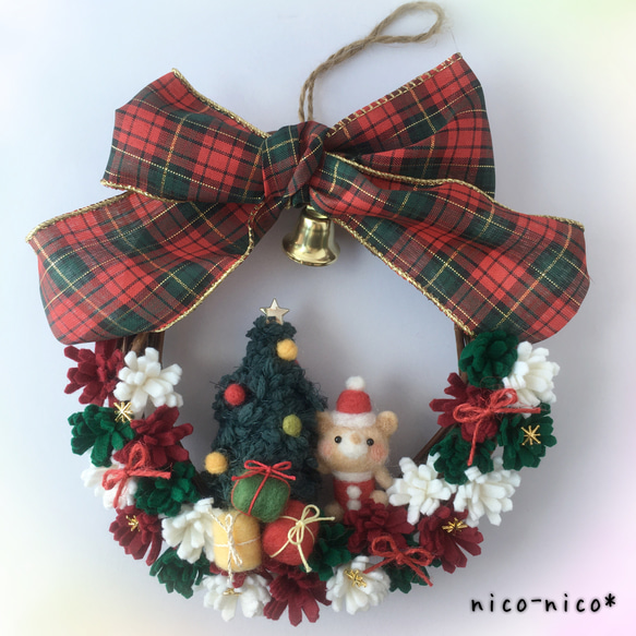 ハンドメイド クリスマスリース クリスマス リース サンタクロース