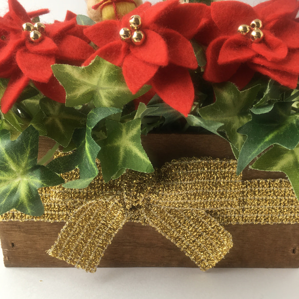 ☆くまちゃんカップルのメリークリスマス☆ 飾り　羊毛フェルト　フラワー　フェルト　置き物　クリスマス　 5枚目の画像