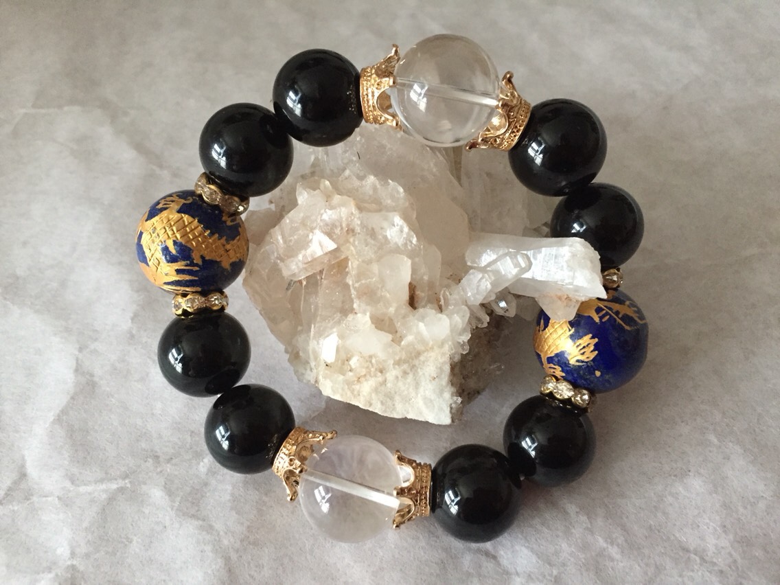 ＊最強の組み合わせ！モリオン(黒水晶)と特大ドラゴンラピスのブレス＊