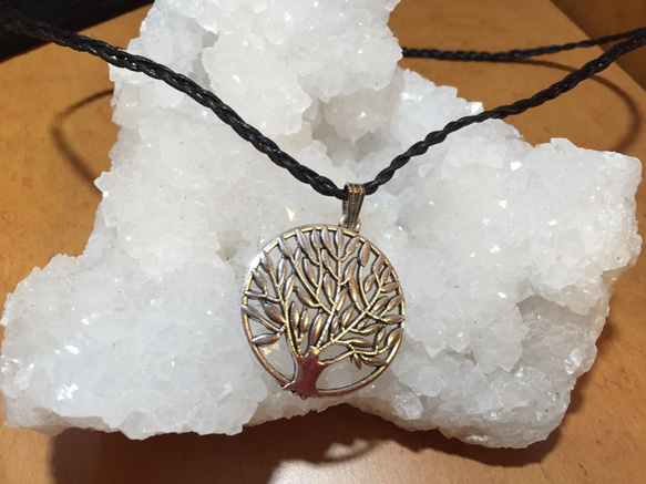 再販＊大＊■成長や繁栄のお守り■Ｂｌａｃｋ■ tibetan silver　tree design　ネックレス 1枚目の画像