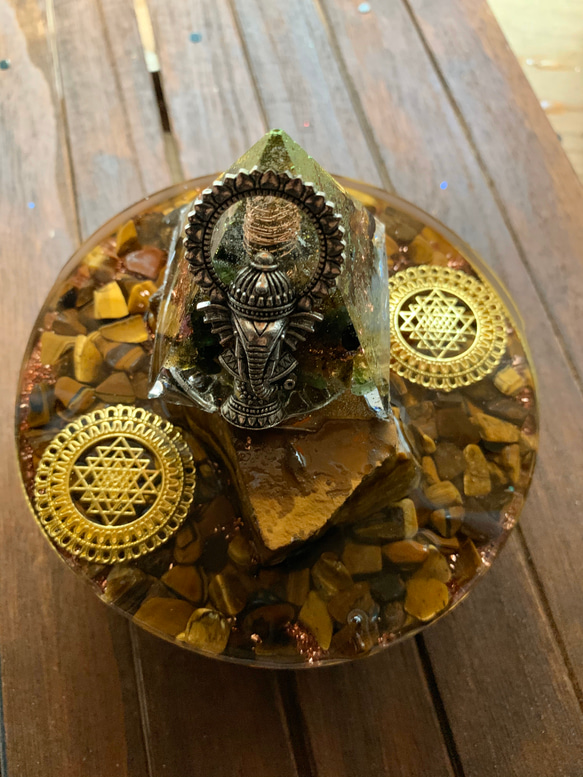 夢を叶えるオルゴナイト】ガネーシャと神聖幾何学 立体・オブジェ riku