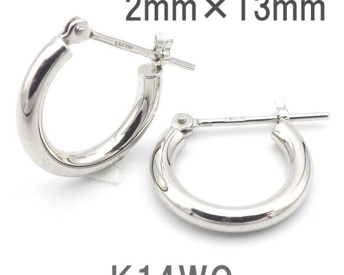 【美品】ピン K14WG ホワイトゴールド ループ2連ピアス レディース K14WG フープピアス 14金ホワイトゴールド |ギフト専門通販