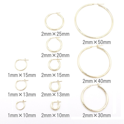 ピアス フープ K18 YG 2×50 レディース 18金 イエローゴールド