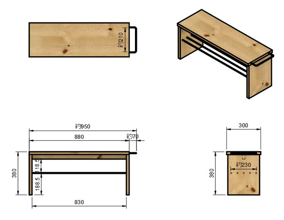 このみ様専用ページ　シューズラックベンチ　Sr04　傘立て　アイアン＆WOOD 6枚目の画像