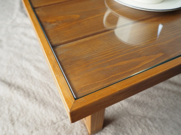 ガラスローテーブル　Ｔa02　ナチュラル　天然木　新色追加 3枚目の画像