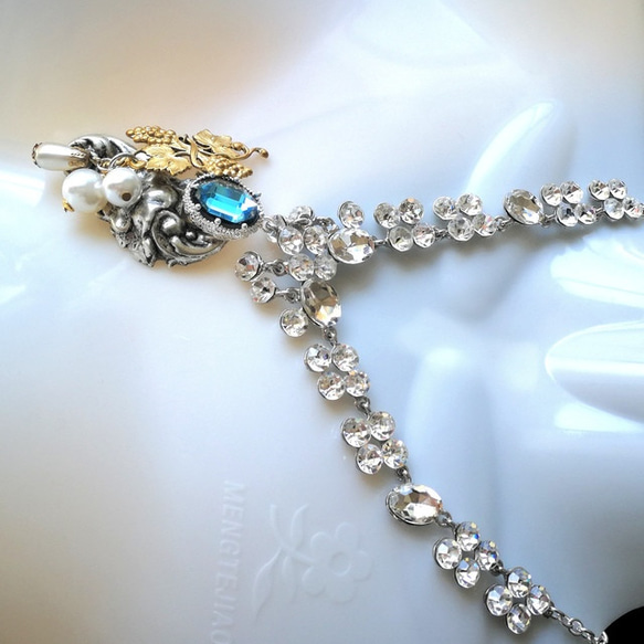 アクアマリンブルーネックレス　1960'sドイツヴィンテージ【Noble Jewelry Series】 4枚目の画像
