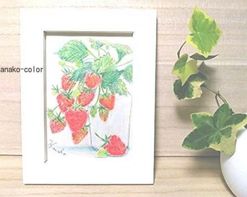 いちご＊水彩イラスト原画木製フレーム 切り絵 hanako-color 通販