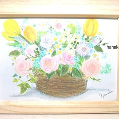 薔薇とチューリップ水彩画原画