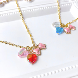 選べるハート♡とリボン⋈*.。のキッズネックレス(キッズアクセサリー･キッズ･子供･ネックレス･プレゼント) 4枚目の画像