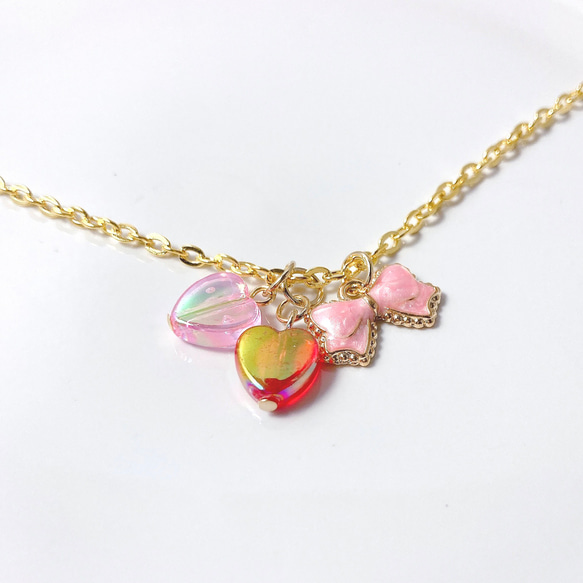 選べるハート♡とリボン⋈*.。のキッズネックレス(キッズアクセサリー･キッズ･子供･ネックレス･プレゼント) 5枚目の画像