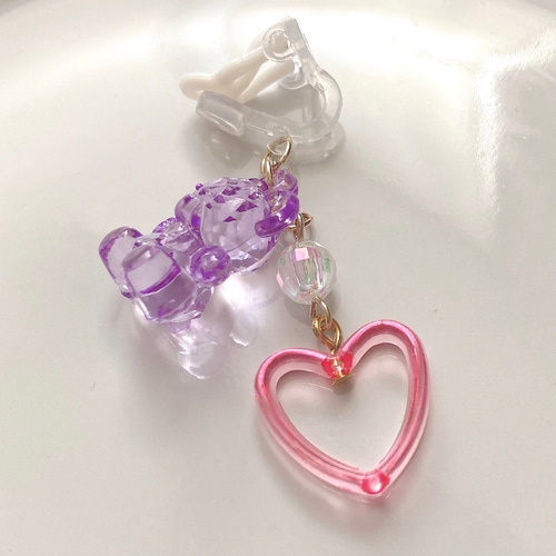 【おもちママ♥プロフ確認願い♥】おまとめ3点　ディップアート　イヤリング おすわりくまちゃん✩.*˚キッズイヤリング(キッズ・子供・キッズ