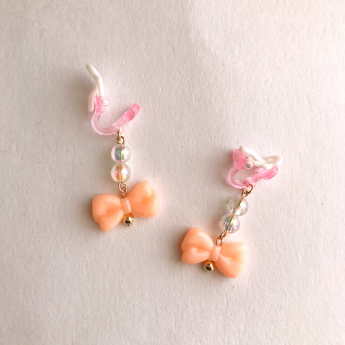 リボンブレスレット・イヤリング♡オレンジ(キッズアクセサリー・子供 