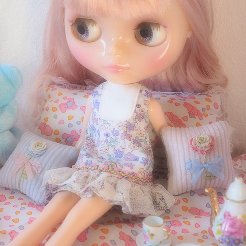 ドールサイズ♡ミニチュアクッション（ピンク） おもちゃ・人形 neko a  