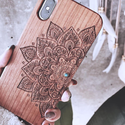 Mandala2(Cherry) 天然木 ウッドケース スマホケース iPhoneケース 4枚目の画像