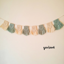 マクラメリーフ×ミニタペストリー×ドライフラワー のガ―ランド