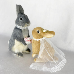 [免費送貨]毛氈兔子歡迎娃娃｜兔子婚禮娃娃寵物歡迎牌手工製作 第2張的照片
