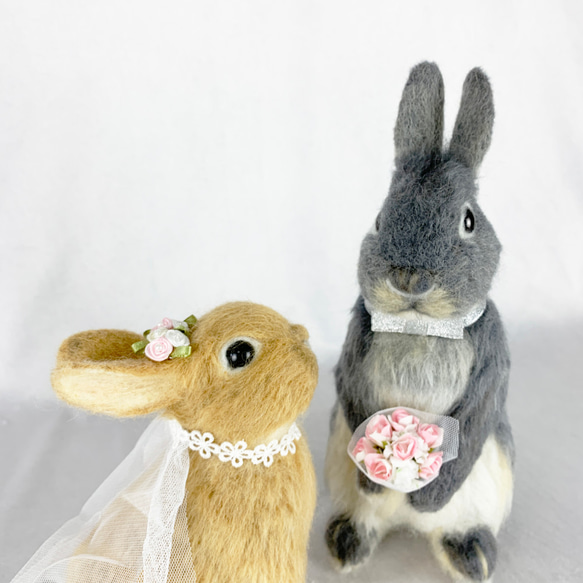 [免費送貨]毛氈兔子歡迎娃娃｜兔子婚禮娃娃寵物歡迎牌手工製作 第3張的照片
