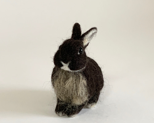 うさぎ 羊毛フェルト ダッチ ブラック ハンドメイド 羊毛フェルト